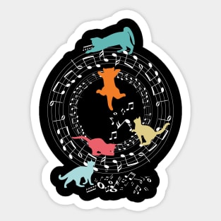 Funny Cats Playing Music Notes Sticker